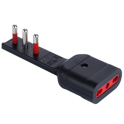 Adattatore Salvaspazio Extra Flat Spina e Presa Italiana 16A 2P+T Angolata Nero