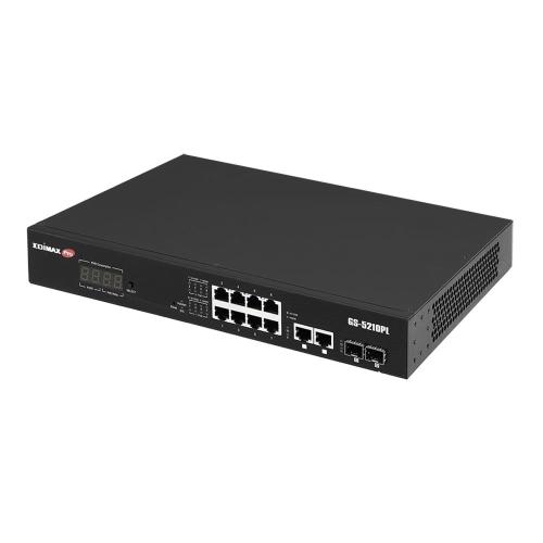 Smart Switch Web a Lungo Raggio 12 porte Gigabit PoE+ VLAN con 2 porte Gigabit RJ45 e 2 porte SFP, GS-5210PL