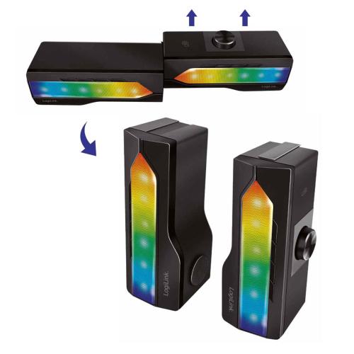 2 in 1 Gaming Sound System Soundbar e Speakers Bluetooth v5.0 Illuminazione RGB