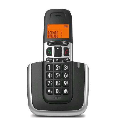 BRONDI BRAVO CORDLESS DISPLAY RETROILLUMINATO TASTI GRANDI 5 SUONERIE POLIFONICHE IDENTIFICATIVO DELLA CHIAMANTA PLATIMUN NERO