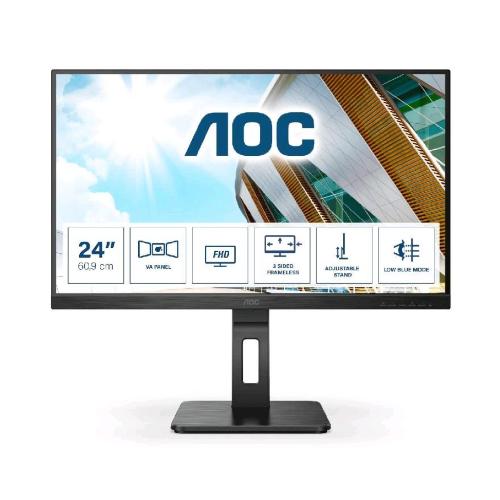 AOC 24P2QM 23.8 LED FULL HD 16:9 75HZ 4MS PRO-LINE LOW BLUE 3 SIDED FRAMELESS HUB USB VGA HDMI DVI DISPLAYPORT ALTOPARLANTI INCORPORATI NERO