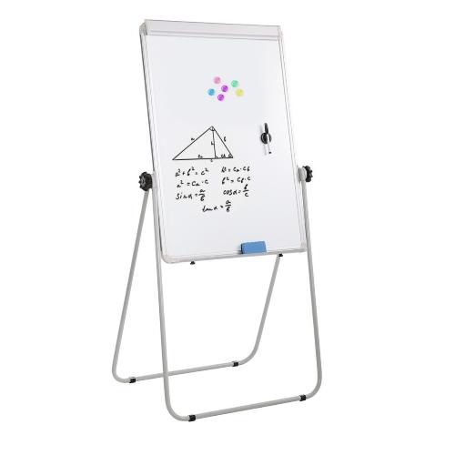 Lavagna Magnetica Bifacciale Flipchart Portatile 70x100 cm con Supporto