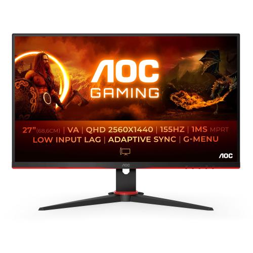 AOC G2 Q27G2E/BK GAMING 27" LED QUAD HD 16:9 250 CDM 1 ms 3000:1 155Hz FREESYNC PREMIUM 2 x HDMI 1 x DISPLAYPORT 2560 x 1440 NERO ROSSO