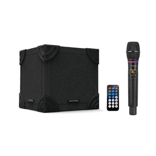 EMPIRE MEDIA HS.MINIQUBO MINI QUBO SISTEMA AUDIO 2.0 PORTATILE CON RADIOMICROFONO UHF E FUNZIONE ECO BLUETOOTH USB SLOT SD CON TELECOMANDO NERO