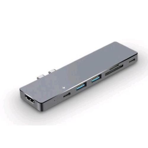 NILOX NLX-2TC-HUBAPP MINI DOCKING STATION PER MACBOOK 7IN1 TYPE-C A 1xUSB-C USB 3.1 TYPE-C 1xTHUNDERBOLT 3 2xUSB 3.0 1xHDMI 4K 1xSD READER 1xMICRO SD READER GRIGIO