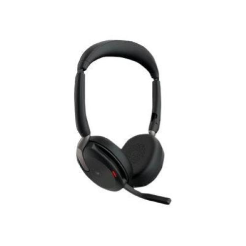 JABRA EVOLVE2 65 FLEX MS STEREO CUFFIE CON MICROFONO ON-EAR BLUETOOTH ELIMINAZIONE DEL RUMORE USB-A CERIFICATE PER I TEAM MICROSOFT NERO