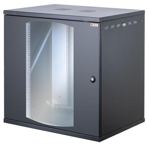 Armadio Rack 19'' a Muro 16U P 600mm L 800mm Porta Vetro Nero