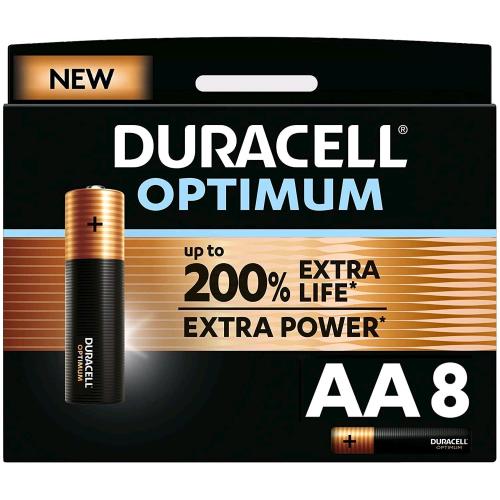 DURACELL OPTIMUM BATTERIE STILO AA ALCALINE CONF 8 Pz.