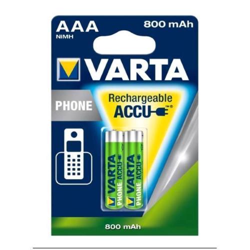 VARTA PHONE POWER BATTERIA MINI STILO AAA 800 mAh RICARICABILE BLISTER 2 Pz.