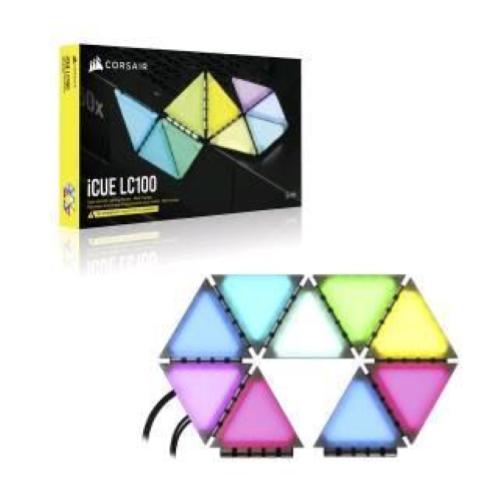 CORSAIR ICUE LC100 KIT AGGIUNTIVO LUCI SMART TRIANGOLARI DI 9 MINI PANNELLI A TRIANGOLO PER CASE