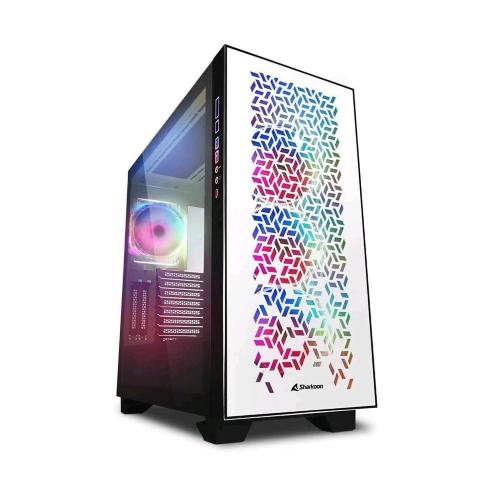 SHARKOON ELITE SHARK CA300H CASE PER PC GAMING ATX FINESTRA LATERALE VETRO TEMPERATO 2xUSB3.0 4xVENTOLE RGB 120MM WHITE