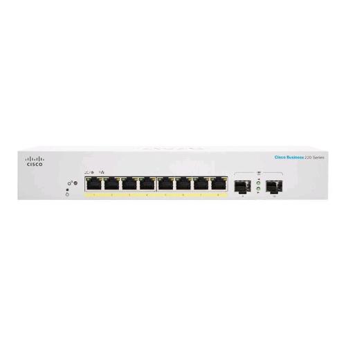 CISCO BUSINESS 220 SERIES CBS220-8FP-E-2G SWITCH GESTITO L2 - 8 x 10/100/1000 (PoE+) + 2 x Gigabit SFP (uplink) PoE+ (130 W) MONTABILE SU RACK