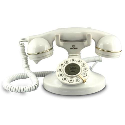 BRONDI VINTAGE 10 TELEFONO STILE VINTAGE CON CAVI IN TESSUTO BIANCO