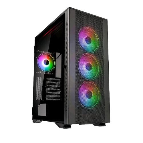 KOLINK STRONGHOLD PRISM ARGB CASE MIDDLE TOWER ATX EATX MICRO ATX MINI-ITX PANNELLO LATERALE IN VETRO TEMPERATO 2XUSB 2.0 1XUSB 3.1 4XVENTOLE ARGB INSTALLATE GREY