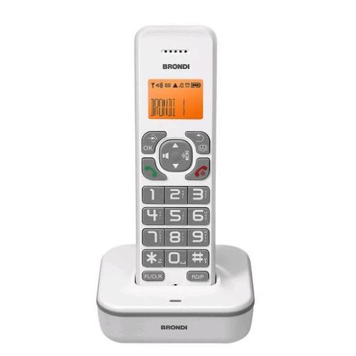 BRONDI BRAVO STAR CORDLESS DECT TASTI GRANDI VIVAVOCE IDENTIFICATORE DI CHIAMATE BIANCO/GRIGIO