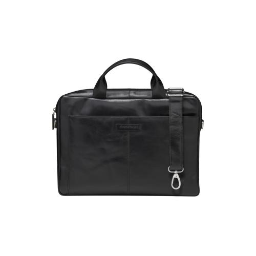 DBRAMANTE 1928 AMALIENBORG BORSA PER NOTEBOOK DA 15" IN PELLE FIORE TASCA POSTERIORE E ANTERIORE CON TRACOLLA NERO