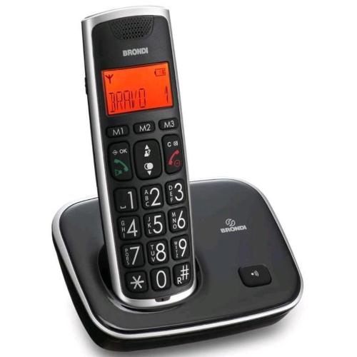 BRONDI BRAVO GOLD 2 TELEFONO CORDLESS DECT VIVAVOCE COLORE NERO