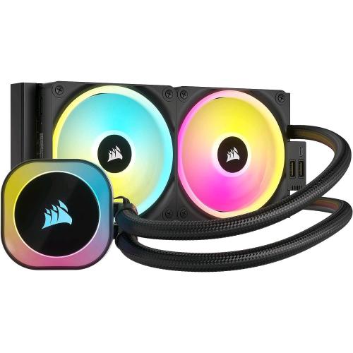 CORSAIR iCUE LINK H100I RGB AIO 240 DISSIPATORE A LIQUIDO PER CPU 240mm 2 VENTOLE QX120 RGB LGA 1700 AMD AM5 NERO