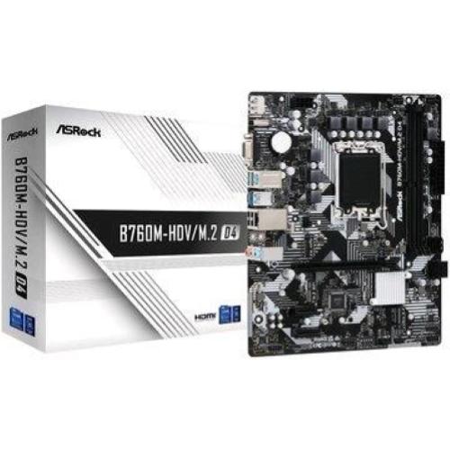 ASROCK B760M-HDV/M.2 D4 INTEL B760 LGA 1700 MICRO ATX 1XPCIE4.0X16 HDMI DP D-SUB 4XSATA3R M.2 USB3.2 GBLAN