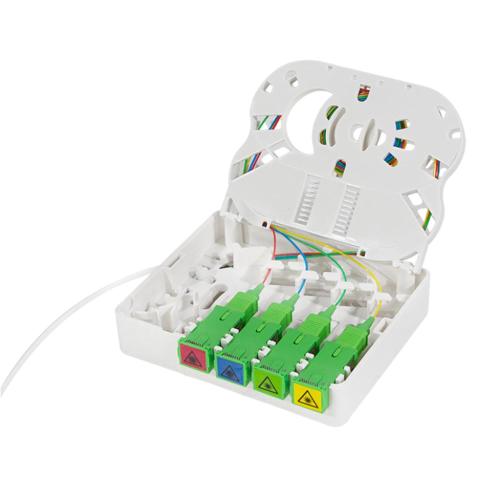 Scatola di Terminazione Ottica di Appartamento (STOA) FTTH 4x SC/APC con Cavo di Installazione da 50m