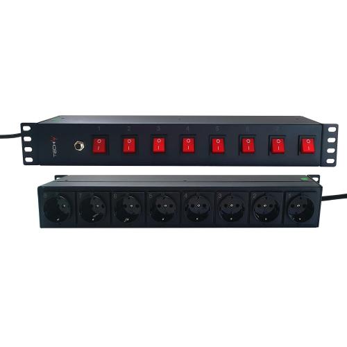 Multipresa a 8 Posti da Rack 19'' con 8 Interruttori Luminosi 1,5U