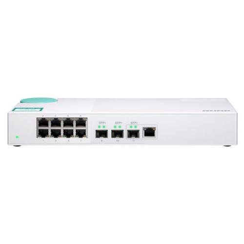 QNAP QSW-308-1C SWITCH NON GESTITO 8 x 10/100/1000 + 2 x 10 Gigabit SFP+ + 1 x SFP+ 10 Gigabit combo DESKTOP BIANCO
