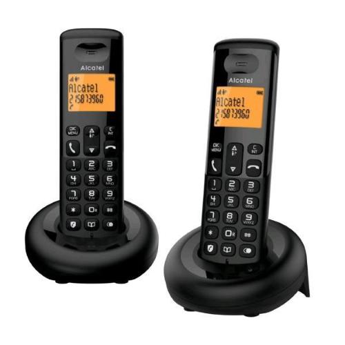 ALCATEL E160 DUO CORDLESS DECT + 1 AGGIUNTIVO AMPIO DISPLAY A 2 LINEE BLOCCO CHIAMATE IN ARRIVO CON TASTO DEDICATO BLACK