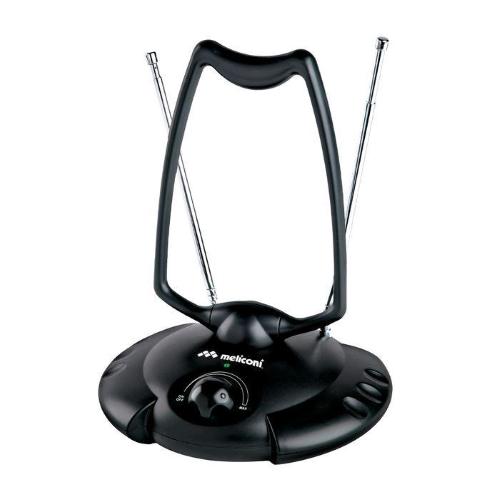 MELICONI AT 380 ANTENNA TV AMPLIFICATA PER INTERNI DIGITALE USB RICEZIONE SEGNALE DVB-T DVB-T HD DVB-T2 HEVC RADIO DAB+ BLACK