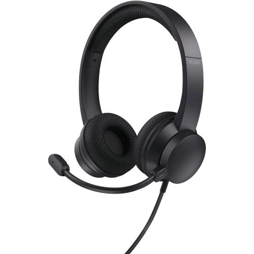 TRUST AYDA CUFFIE CON MICROFONO LEGGERE ON-EAR USB MICROFONO DUAL ENC CON CANCELLAZIONE DEL RUMORE MIC NOISE CANCELLING NERO