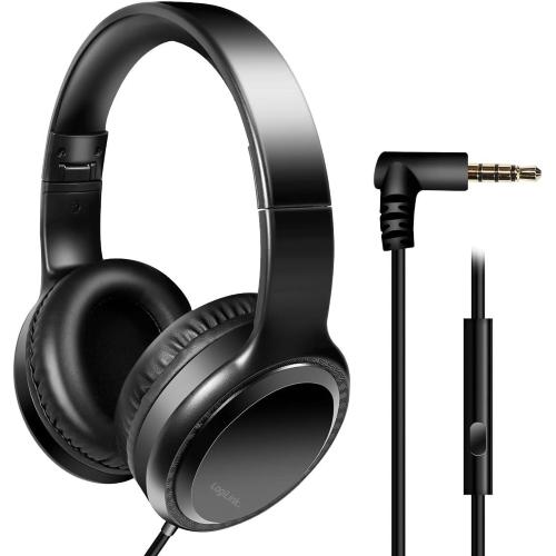 Cuffia Stereo Pieghevole con Microfono Jack 3,5 mm Nero