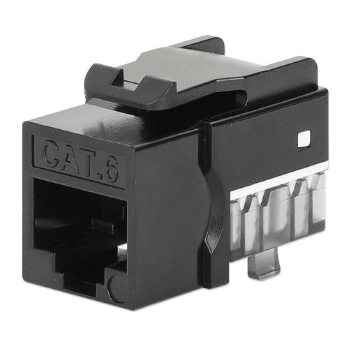 Frutto Keystone Slim Cat.6 per Cavo Rigido con Supporto Punch-Down 25 pz Nero