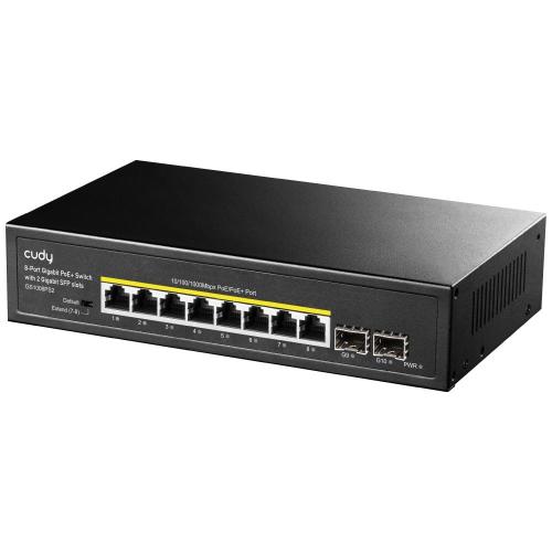 Switch Gigabit PoE+ 8 Porte con 2 slot SFP Gigabit, GS1008PS2