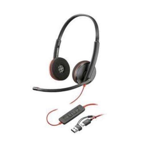 HP POLY BLACKWIRE 3220 CUFFIE CABLATE CON MICROFONO INTERFACCIA USB-C/A/JACK 3.5MM BLACK CONFEZIONE BULK