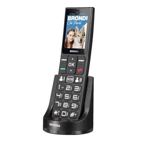BRONDI AMICO FIDATO EASY PHONE 2.4" GSM FOTOCAMERA 1.3MPx TASTO SOS BASETTA DI RICARICA NERO