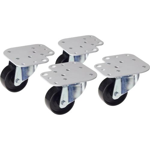 Kit 4 Ruote per Armadi con Piastre per Montaggio Simultaneo Piedini