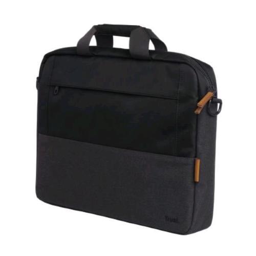 TRUST LISBOA BORSA PER NOTEBOOK FINO A 16" REALIZZATA CON MATERIALE RICICLATO SCOMPARTI IMBOTTITI TRACOLLA AGGANCIO PER TROLLEY NERO