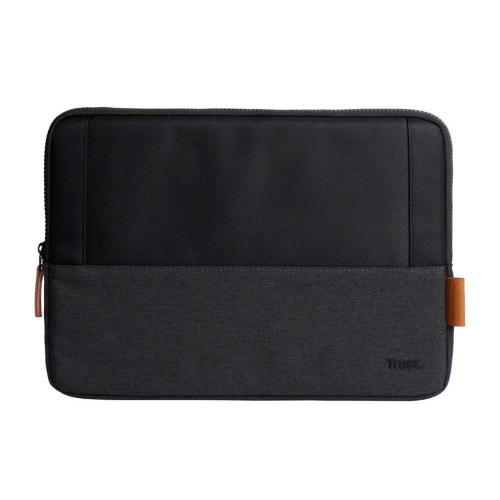 TRUST LISBOA CUSTODIA PER NOTEBOOK FINO A 13.3" REALIZZATA CON MATERIALE RICICLATO SCOMPARTI IMBOTTITI NERO