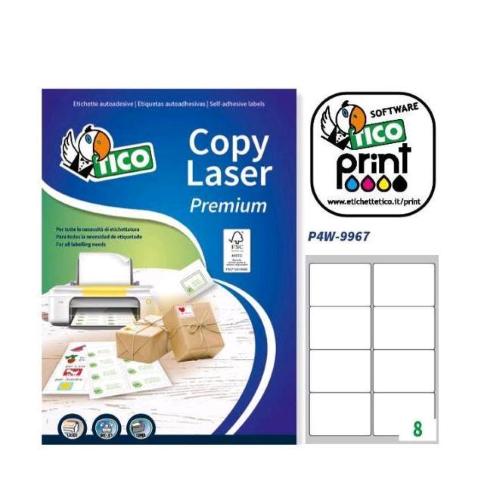 TICO COPY LASER PREMIUM CONF 800 ETICHTTE ADESIVE 99X67 mm BIANCO OPACO