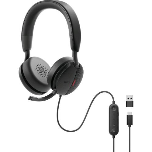 DELL WH5024 PRO WIRED ANC HEADSET CUFFIE CON MICROFONO CON CAVO ANC CANCELLAZIONE DEL RUMORE USB-C ED USB-A NERO