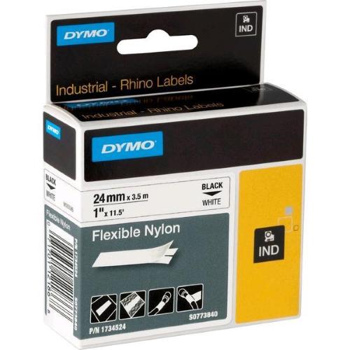 DYMO D1 RHINOPRO NASTRO IN NYLON PER STAMPANTI A TRASFERIMENTO TERMICO 24MM X 3.5MT COLORE BIANCO STAMPA NERO (1734524)