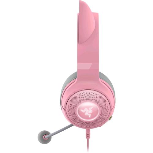 RAZER KRAKEN KITTY V2 CUFFIE RGB CABLATE CON ORECCHIE DA GATTO ILLUMINAZIONE REATTIVA ALLO STREAMING MICROFONO CARDIOIDE HYPERCLEAR DRIVER TRIFORCE DA 40 mm ROSA