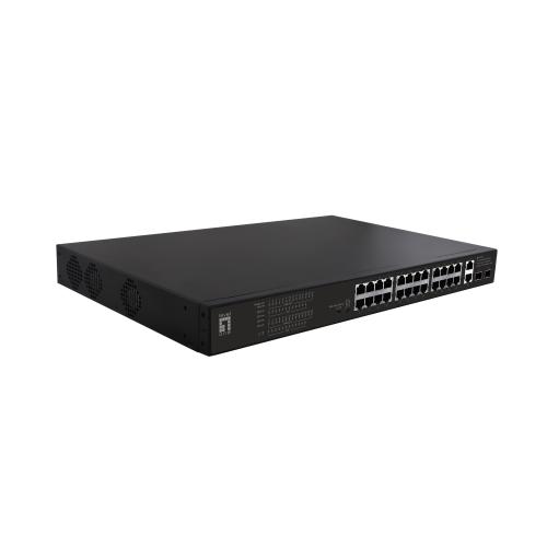 LEVEL ONE FGP-2831 SWITCH DI RETE NON GESTITO FORM RACK 1U 28 PORTE RJ 45 10/100 Mbps 2 SLOT SFP SUPPORTO POE BLACK