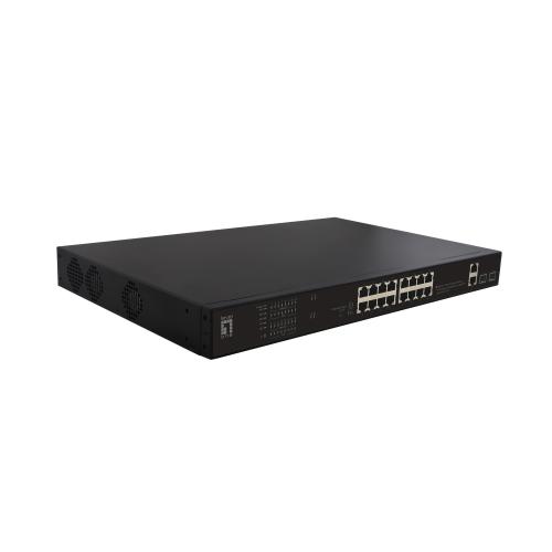LEVEL ONE FGP-2031 SWITCH DI RETE NON GESTITO FORM RACK 1U 16 PORTE RJ 45 10/100 Mbps 2 SLOT SFP SUPPORTO POE BLACK