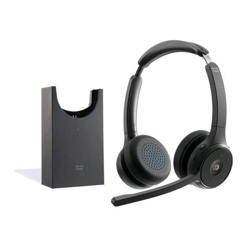 CISCO HEADSET 722 CUFFIE CON MICROFONO OVER EAR BLUETOOTH SENZA FILI CANCELLAZIONE ATTTIVA DEL RUMORE CON SUPPORTO DI RICARICA CISCO WEBEX CERTIFIED NERO CARBONIO