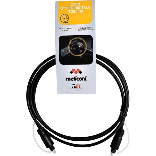 MELICONI CAVO AUDIO OTTICO DIGITALE TOSLINK COMPATIBILE CON APPARECCHI CON INGRESSO/USCITA AUDIO DIGITALE 1,5 MT NERO