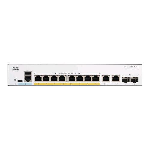 CISCO CATALYST 1200-8P-E-2G SWITCH GESTITO L3 - 8 x 10/100/1000 (PoE+) + 2 x combo Gigabit SFP/RJ-45 -PoE+ (67 W) MONTABILE SU RACK BIANCO