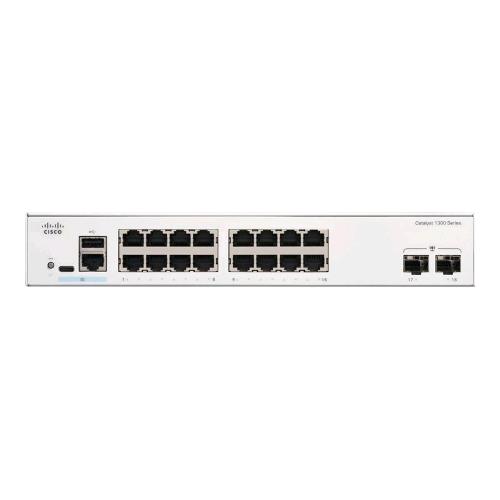 CISCO CATALYST 1300-16T-2G SWITCH GESTITO L3 - 16 x 10/100/1000Base-T + 2 x Gigabit Ethernet SFP MONTABILE SU RACK BIANCO
