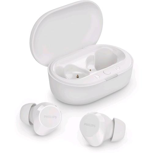 PHILIPS TAT1209WT CUFFIE AURICOLARI BLUETOOTH TRUE WIRELESS AURICOLARI PICCOLI AUDIO NATURALE CON BASSI DINAMICI CANCELLAZIONE DEL RUMORE CHIAMATE CHIARE NITIDE ALLOGGIAMENTO DI RICARICA TASCABILE BIANCO