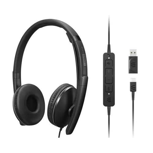 LENOVO GEN 2 CUFFIE CON MICROFONO STEREO OVER EAR CABLATO USB-C CANCELLAZIONE DEL RUMORE ANC ATTIVO CERTIFICATO PER I TEAM MICROSOFT NERO