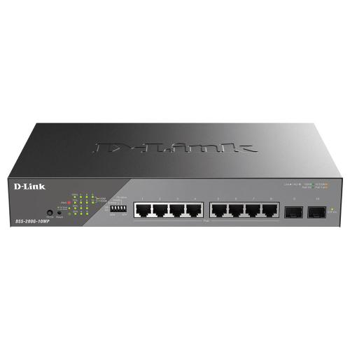 D-LINK DSS-200G-10MP SWITCH GESTITO 8 PORTE 8 x 10/100/1000 (PoE) + 2 x Gigabit SFP- PoE (130 W) MONTABILE SU RACK